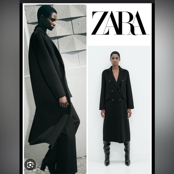 Zara wool blend double breasted coat - Picture 6 of 16